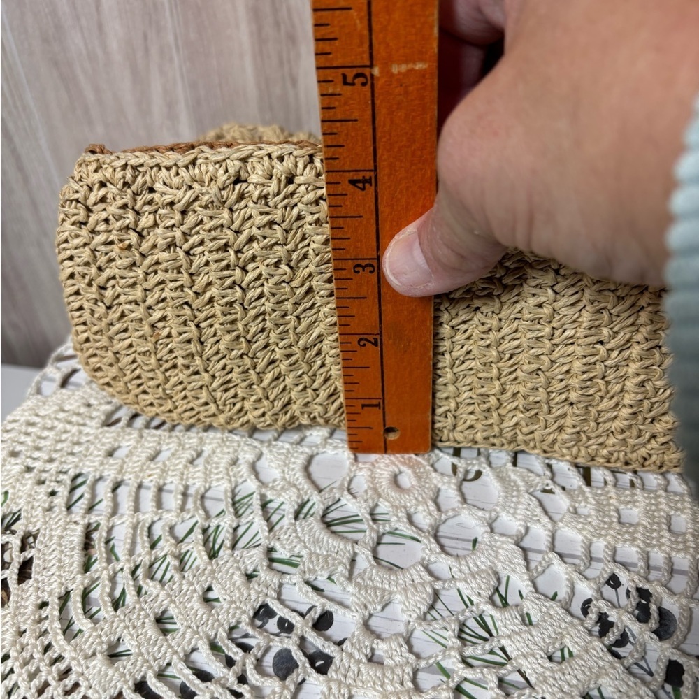 Nine West Vintage Y2K Crochet Floral Tote Bag Cream and Brown - Picture 8 of 11